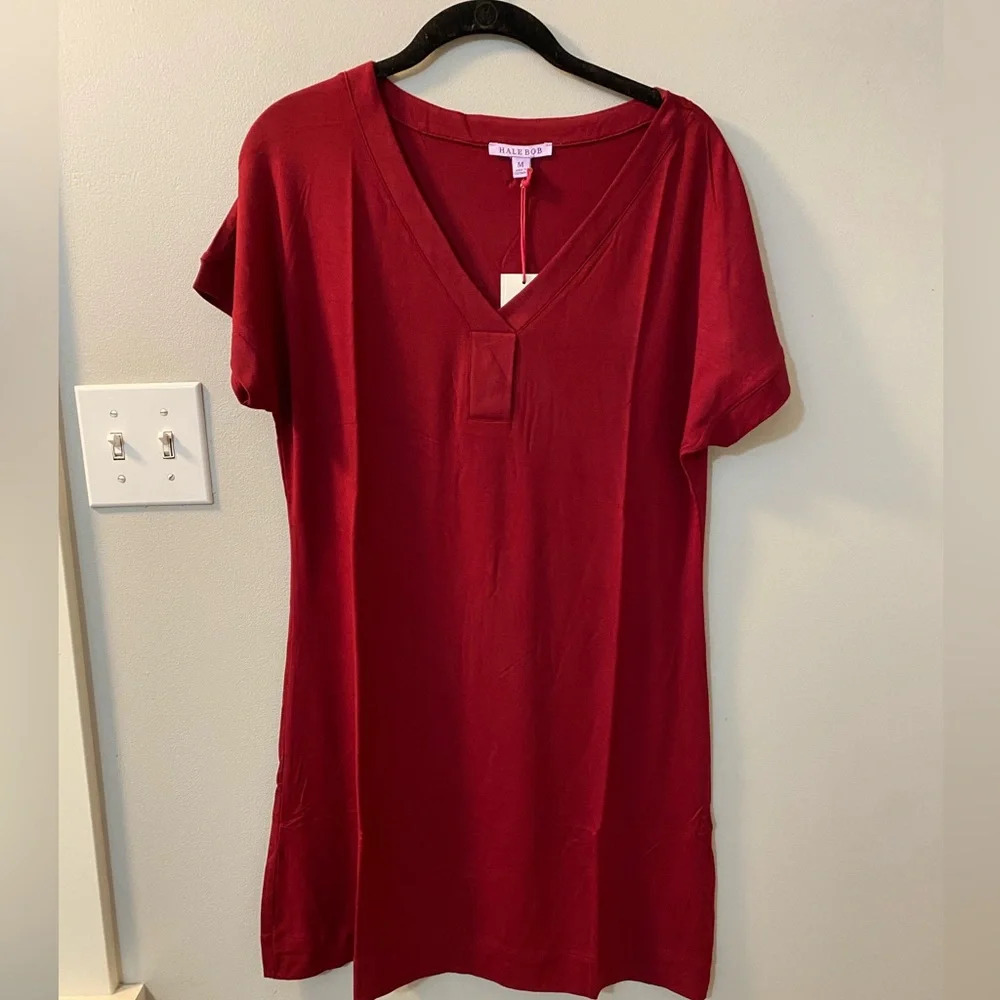 NWT Hale Bob Vneck sleep shirt pajama in cranberry in large and medium